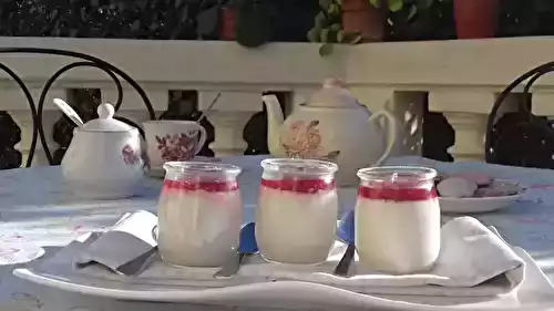 Panna cotta à la noix de coco et à la framboise