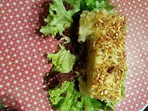 Parmentier de boudin noir au lait de coco et noisettes