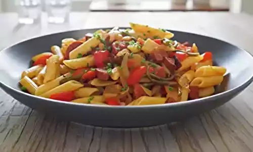 Pâtes au chorizo, poivron et salicorne