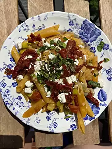 Pâtes façon risotto, fèves et courgettes