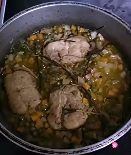 Paupiettes de veau pois carottes navets