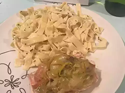 Pavé de saumon au foie gras et miel en papillote