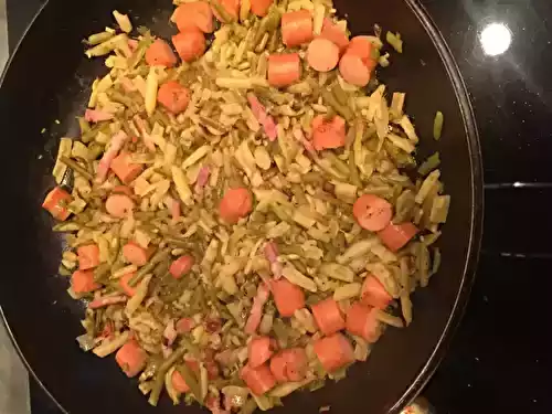 Poêlée de haricots verts et saucisses
