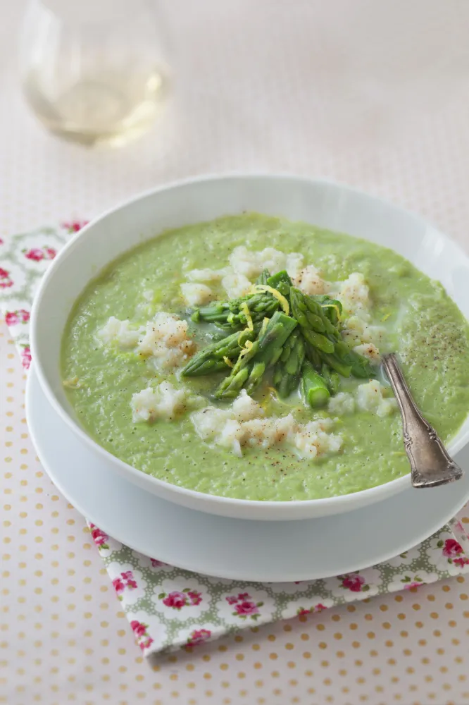 Potage de crabe aux asperges