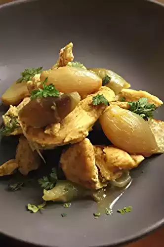 Poulet curry et échalotes