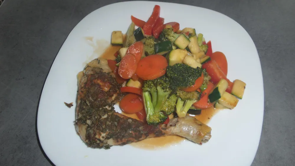 Poulet fermier aux petits légumes façon thai