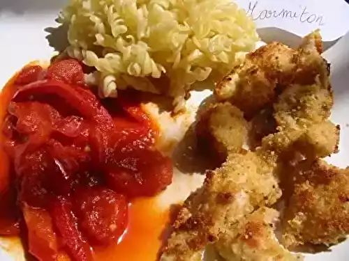 Poulet pané au parmesan, sauce tomate poivron
