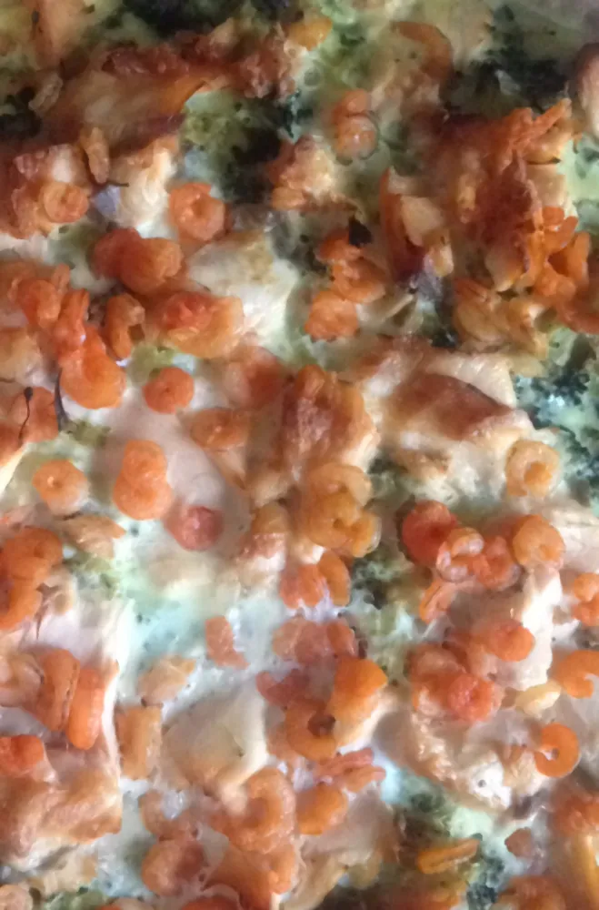 Quiche brocolis saumon crevettes