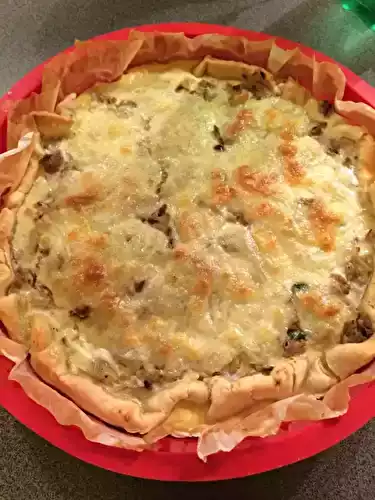 Quiche rapide boeuf/oignons/champignons