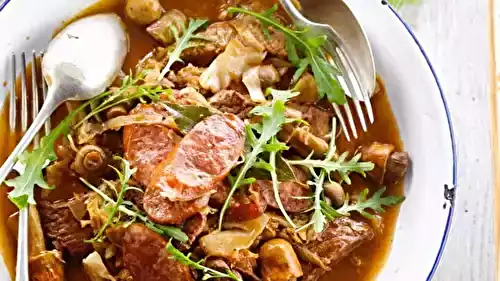 Ragoût de chorizo, boeuf et champignons