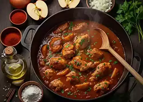 Ragoût de poulet épicé et pomme façon roumaine