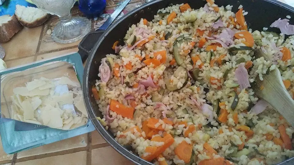 Risotto allégé aux légumes et jambon