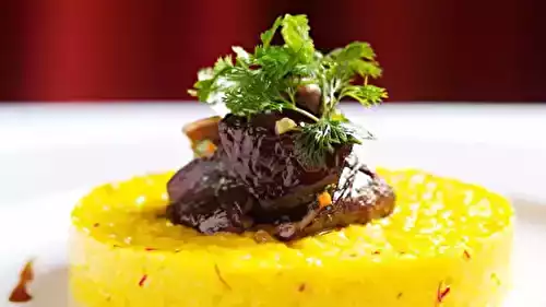 Risotto au safran et ragoût de champignons mixtes