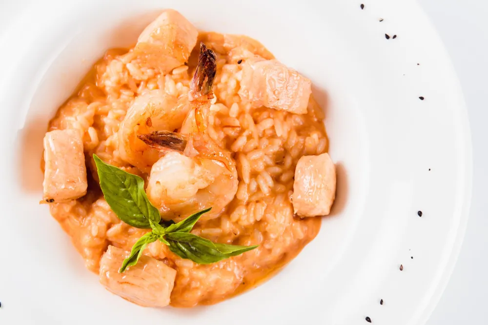 Risotto aux crevettes et saumon