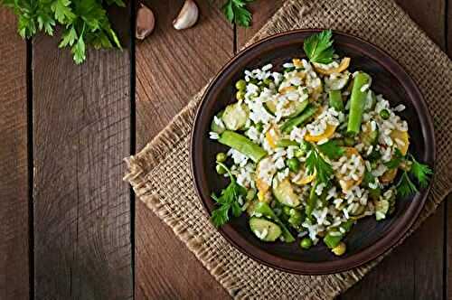 Risotto aux légumes verts (courgettes, petits haricots verts)