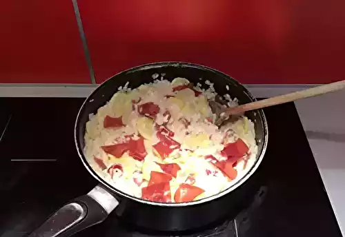 Risotto courgettes et viande des grisons