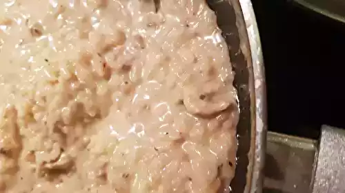 Risotto, poulet parmesan champignons