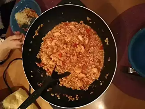 Risotto tomates, poivrons et scampis