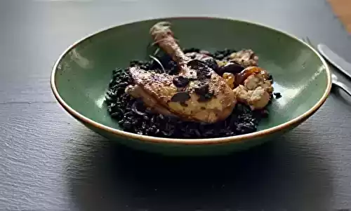 Risotto venere, truffes et chapon aux fruits secs