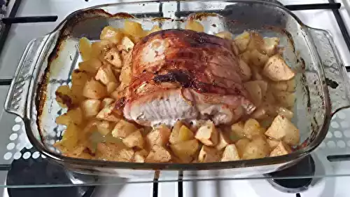 Rôti de porc aux pommes caramélisées et au cidre
