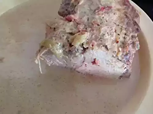 Rôti de porc et lardons au lait