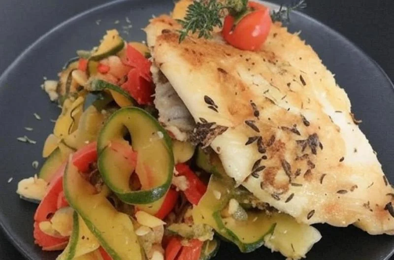 Saint-Pierre et poêlée de légumes du soleil