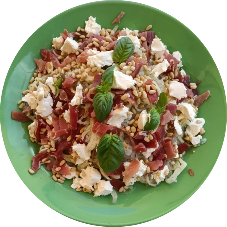 Salade de konjac au fenouil et jambon de Serrano