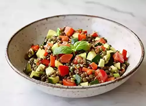 Salade de lentilles colorée aux légumes de saison