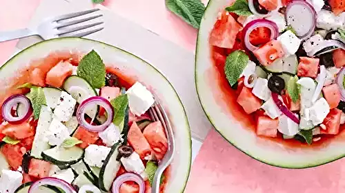 Salade de pastèque,feta, olive noire