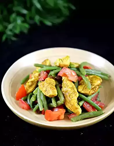 Salade de poulet curry et haricots verts