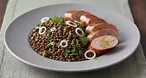 Salade pique-nique : lentilles et saucisse fumée