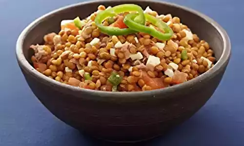 Salade rustique de lentilles au chorizo et légumes colorés