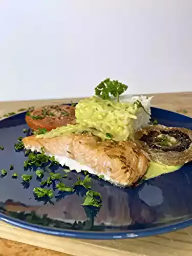 Saumon coco curry et petits légumes de ma maman