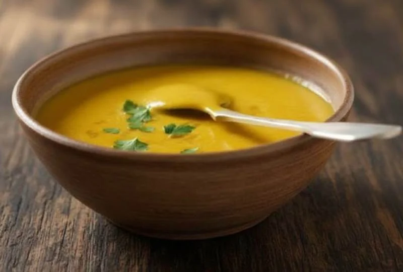 Soupe de lentilles corail au curry et lait de coco
