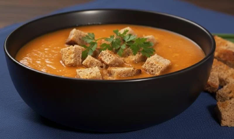 Soupe de lentilles corail rustique avec pain complet