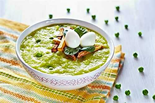 Soupe petits pois-roquette