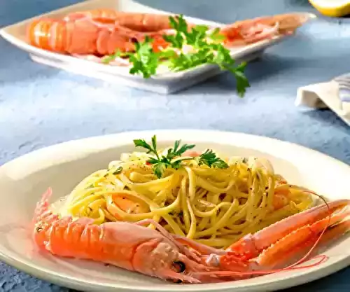 Spaghetti aux asperges et langoustines