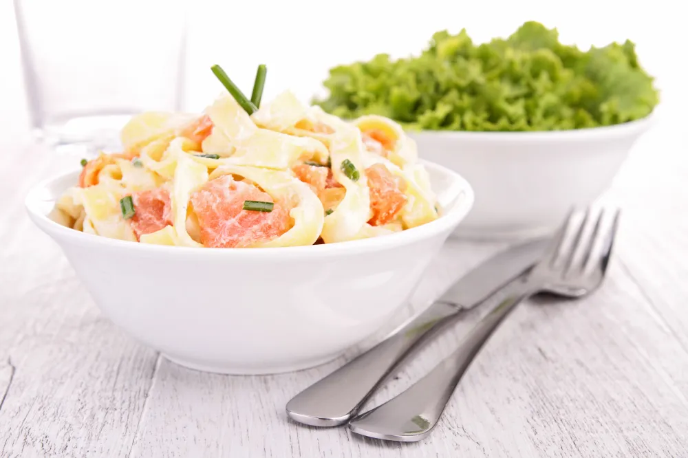 Spaghettis au saumon fumé