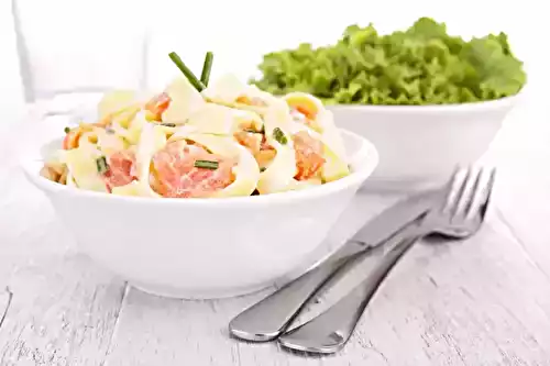 Spaghettis au saumon fumé