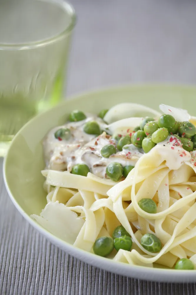 Tagliatelles au mascarpone et petits pois