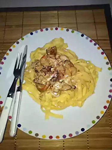 Tagliatelles aux noix de st jacques / chorizo