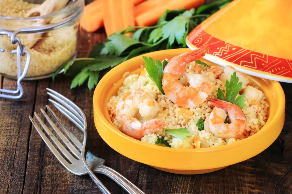 Tajine de calamars et crevettes