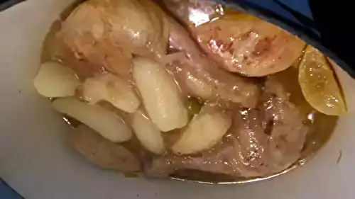 Tajine de poulet aux olives et citrons confits