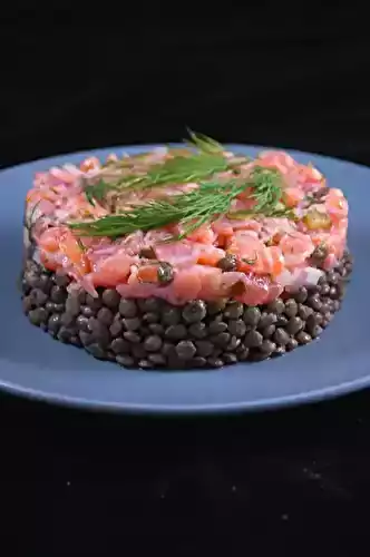 Tartare de saumon et sa salade de lentilles