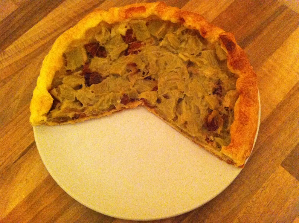 Tarte à la rhubarbe et au pain d'épices aux figues