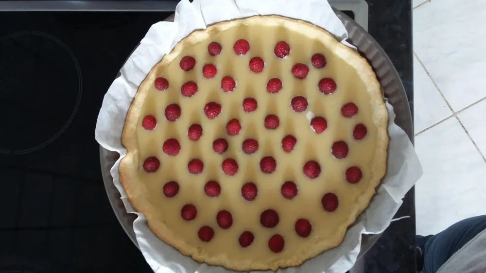 Tarte au chocolat blanc et framboises facile