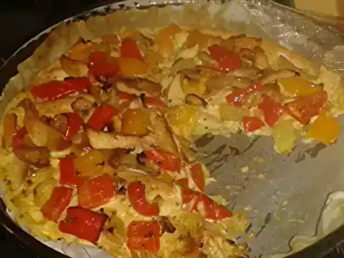 Tarte au poulet moutarde et poivrons
