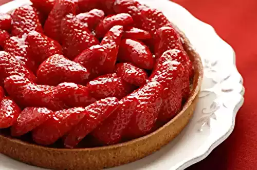 Tarte aux fraises pâte chocolatée