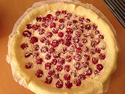 Tarte aux framboises à la mousse de chocolat blanc