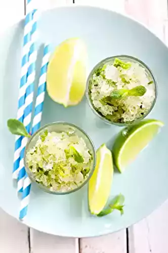Tarte aux framboises et granité de citrons verts